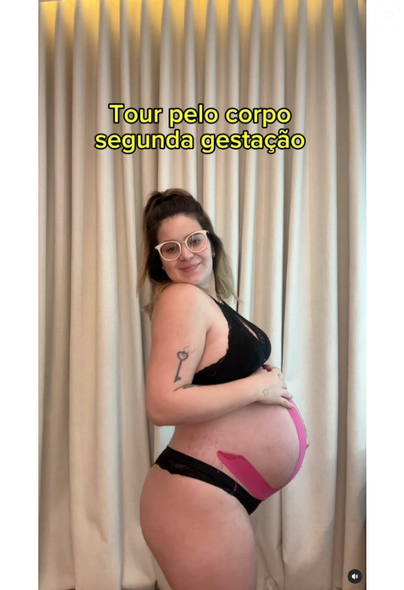 Assim como na primeira gravidez, Viih Tube mostrou as mudanças do seu corpo para os fãs