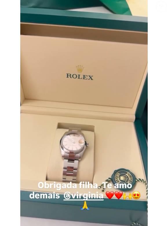 Em suas redes sociais, Margareth Serrão mostrou ter ganhado um relógio da marca Rolex