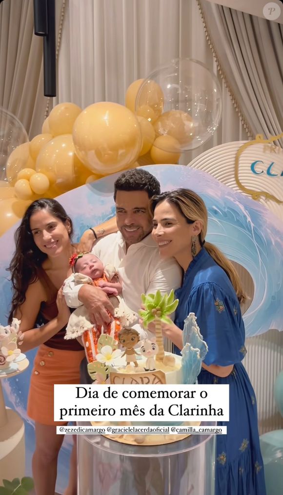Zezé Di Camargo recebeu as filhas, Wanessa e Camilla, em festinha de Clara; Igor não compareceu
