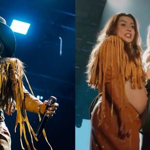 Grávida de 7 meses, Lauana Prado ganha flores da noiva, Tati Dias, e tem nome real revelado em surpresa romântica durante show. Veja!