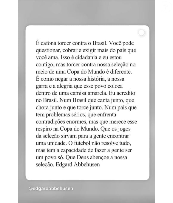 Mulher de Raphinha, Natalia Belloli compartilhou texto que não fez referência direta a nenhum jogador da Seleção: 'Você pode questionar, cobrar e exigir mais do país que você ama. Isso é cidadania e eu estou contigo, mas torcer contra nossa seleção no meio de uma Copa do Mundo é diferente'