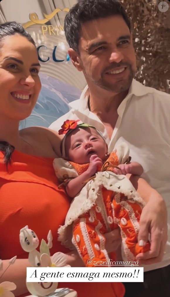 Graciele Lacerda e Zezé Di Camargo fizeram festinha intimista para a filha, Clara