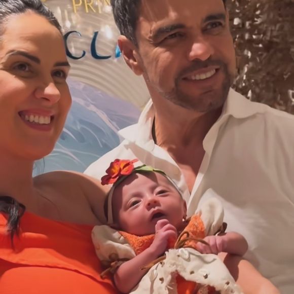 Graciele Lacerda e Zezé Di Camargo fizeram festinha intimista para a filha, Clara