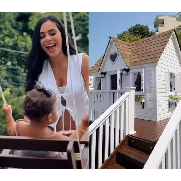 Bruna Biancardi e Neymar presenteiam as filhas, Mavie e Mel, com casinha de brinquedo luxuosa de R$ 90 mil. Veja fotos!