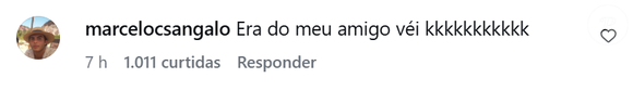 Marcelo Sangalo reagiu com bom humor à repercussão e se explicou na página Língua Solta: ‘Era do meu amigo, ‘véi’’