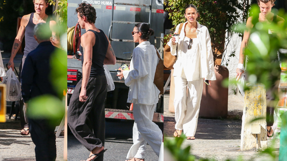 Como usar linho no Inverno? Com look todo branco e oversized, Bruna Marquezine prova a sofisticação do tecido natural em novo passeio com Shawn Mendes