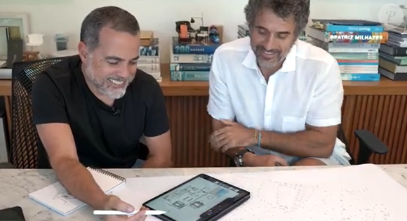 Eriberto Leão e o arquiteto Eduardo Porto desenham as mudanças na cobertura do ator no RJ