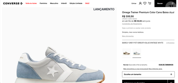 Leve, bonito e atemporal, o Omega Trainer prova que conforto não precisa ser sem graça e está disponível por R$ 599,90, segundo informações do site oficial da Converse