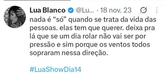 Em novembro de 2023, Lua Blanco escreveu no X sobre uma possível reunião dos Rebeldes e afirmou que os ventos precisariam soprar naquela direção. Após sua morte, fãs resgataram a publicação