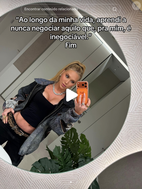 "Ao longo da minha vida, aprendi a nunca negociar aquilo que, para mim, é inegociável. Fim", escreveu Virgínia Fonseca na legenda de uma foto no TikTok