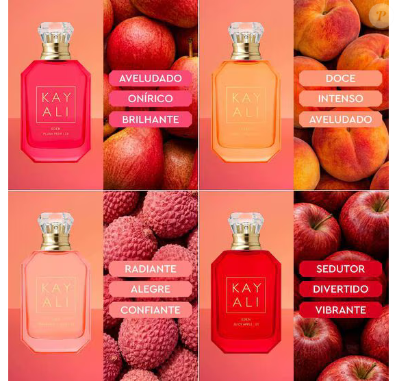 Dos sucessos de maçã e lichia aos novos perfumes de pêssego e pêra, a linha Eden da Kayali ganha reforço na Sephora com quatro fragrâncias de perfil frutado e elegante