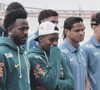 Jogadores da Seleção Brasileira foram filmados durante a recepção com uma cerimônia tradicional dos Wulgurukaba, em Townsville, na Austrália