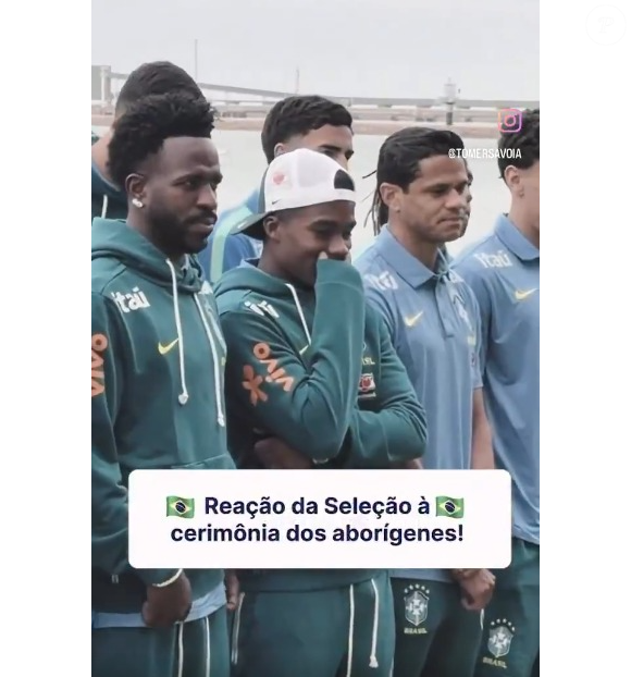 Jogadores da Seleção Brasileira foram filmados durante a recepção com uma cerimônia tradicional dos Wulgurukaba, em Townsville, na Austrália