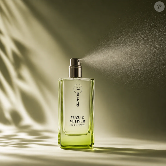 O Yuzu & Vetiver de Francis tem yuzu nas notas de topo, manjericão no corpo e vetiver nas notas de fundo, criando uma composição que equilibra frescor e sofisticação