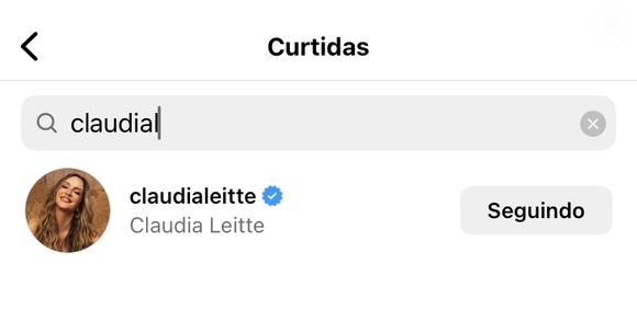 Claudia Leitte já retirou o like no comentário polêmico, mas prints feitos na noite do domingo (23) mostram a curtida