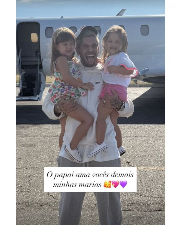Zé Felipe ganhou carinho das filhas ao voltar ao Brasil em 1º de junho de 2025