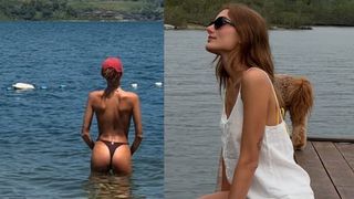 Sasha Meneghel atualiza clique de topless e fio-dental e volume do bumbum da filha de Xuxa agita a web: 'Foto da bunda na parede'