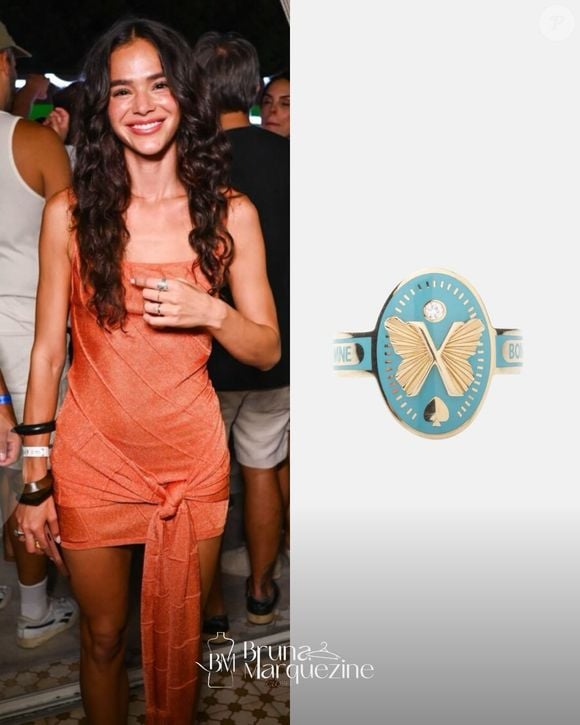 Bruna Marquezine transforma o Ensaio da Timbalada, em Salvador, em passarela ao surgir com vestido de tricô salmão e acessórios luxuosos
