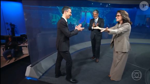 William Bonner e Renata Vasconcellos recebe Tralli com carinho e brinca sobre a redação lotada na estreia do colega