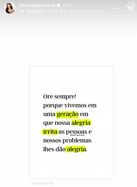 Grávida, Bruna Biancardi fez uma postagem no Instagram, onde muitos internautas entenderam como uma suposta indireta.