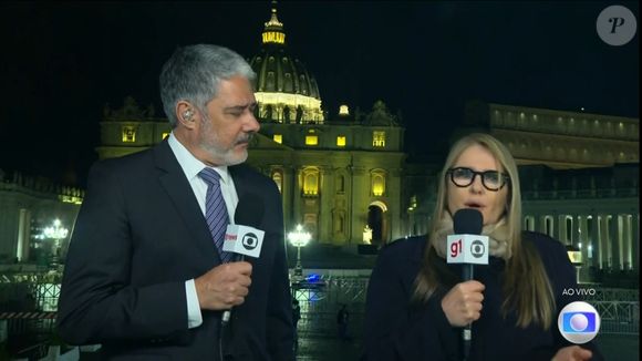 Ilze Scamparini mostrou-se desconfortável ao lado de William Bonner no 'JN' durante cobertura do conclave