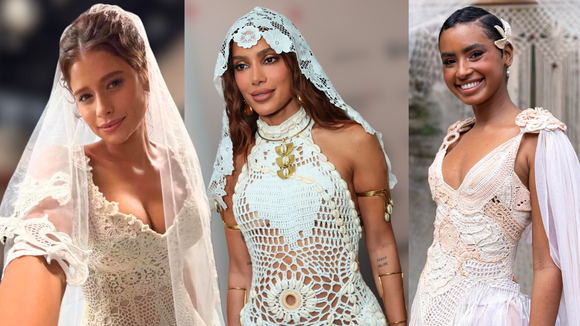 Vestido de noiva estilo boho chic: Anitta, Isadora Cruz e Gabz em 'Coração Acelerado' usam looks de inspiração romântica; tendência com renda e crochê substitui o óbvio e transforma o 'estilo de vó' na maior aposta para 2026