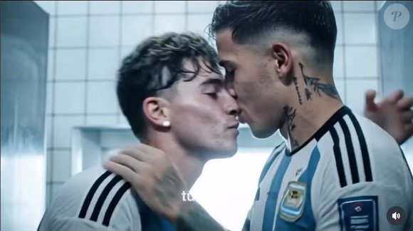 Enzo Fernández e Julián Álvarez trocam beijo em vídeo de IA compartilhado por Madonna e cena viraliza nas redes