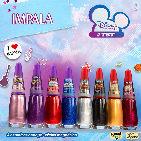 Para quem sente saudade das tardes em frente à TV assistindo ao Disney Channel, a nova coleção da Impala transforma essa nostalgia em beleza. São oito esmaltes inspirados em clássicos dos anos 2000, perfeitos para reviver essa fase com muito brilho e personalidade
