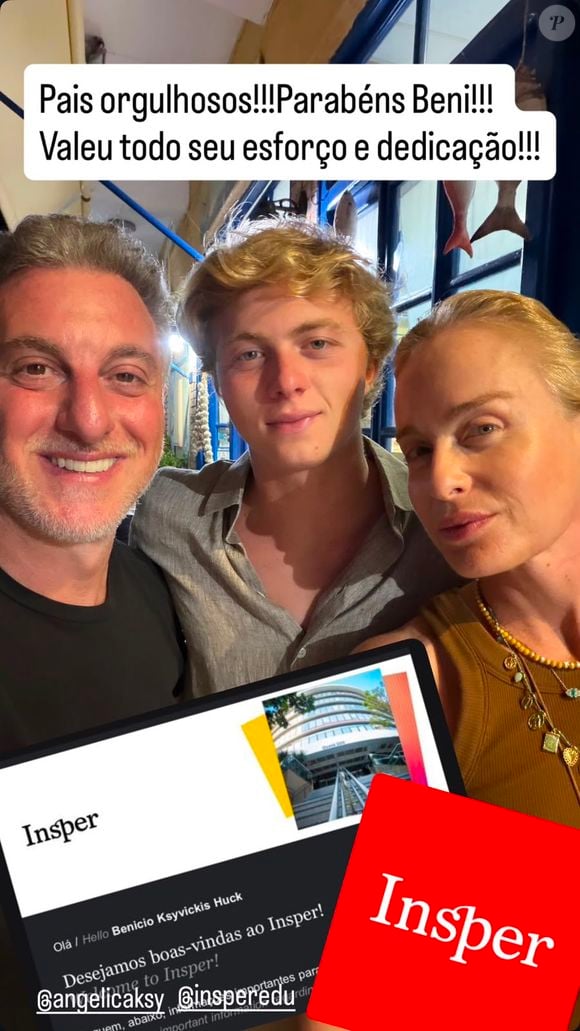 Benício Huck é aprovado no Insper e conquista emociona Luciano Huck, que celebrou nas redes sociais: 'Pais orgulhosos! Parabéns, Beni!'
