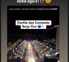 Giovanna Lancellotti postou um vídeo da Beija-Flor no Desfile das Campeãs junto da pergunta: ‘Ouviu agora?’