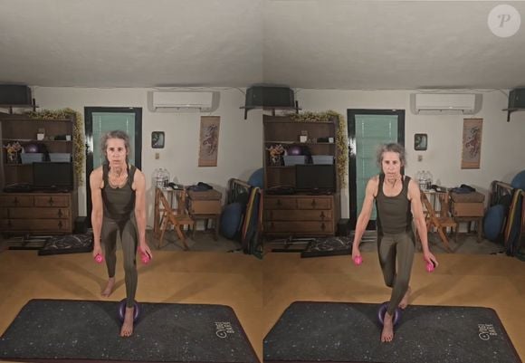 Além da bola de Pilates, os exercícios podem ser combinados a halteres, ajudando a melhorar a força da parte superior do corpo
