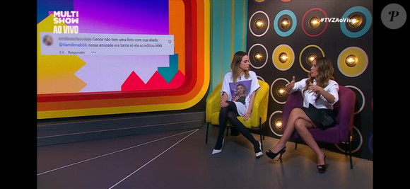 No Multishow, Ana Paula Renault subiu o tom ao comentar a ausência de fotos com Milena e negou esfriamento na amizade