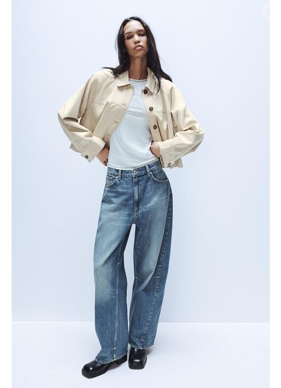 Jean barrel de cintura média da Zara