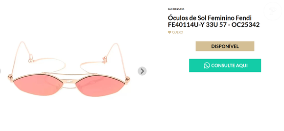 De acordo com o site Guzzatti, o óculos de sol de Rafa Justus é da grife da Fendi, e chega a custar + R$ 5.000. No site desta loja, ele se encontra indisponível.