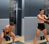 No terceiro exercício da rotina da personal trainer Cocco Fitness, você deve descer no agachamento sumô e, ao subir, deixar o peso balançar até a altura do peito, como em um swing com kettlebell