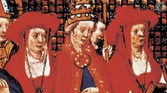 A papisa Juana em uma ilustração em miniatura do século 15
