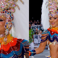 Saradíssima, Viviane Araujo recria fantasia de 2012 e desfila na Mancha Verde, rebaixada para a segunda divisão do Carnaval de São Paulo. Veja fotos!