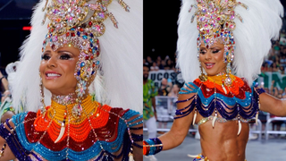 Saradíssima, Viviane Araujo recria fantasia de 2012 e desfila na Mancha Verde, rebaixada para a segunda divisão do Carnaval de São Paulo. Veja fotos!