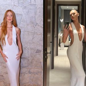 O vestido escolhido por Marina também despertou curiosidade por já ter sido usado anteriormente pela top model Candice Swanepoel
