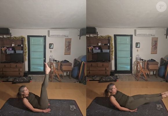 Os movimentos podem ser realizados em casa, com o auxílio de um tapete de ginástica