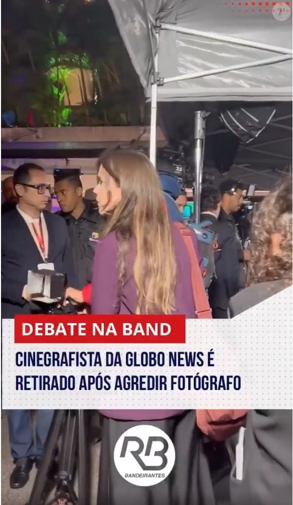 Cinegrafista da Globo foi acusado de agredir com cabeçada um fotógrafo - na imagem, profissional demitido aparece encoberto por mulher que nada tem a ver com a história