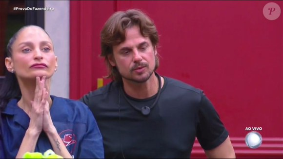 Daniel Erthal e Renê em A Fazenda 18: os dois protagonizaram uma discussão com xingamentos após o veto para a Prova do Fazendeiro