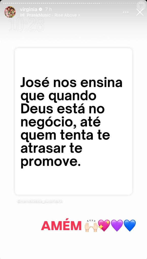 Virgínia Fonseca postou: ‘José nos ensina que quando Deus está no negócio, até quem tenta te atrasar te promove’
