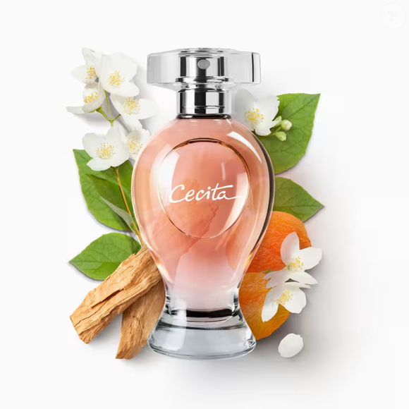 Com notas de saída de gálbano e apricot, coração floral de rosa e jasmim de Grasse e fundo de almíscar, sândalo e baunilha, Cecita traduz sofisticação em cada borrifada