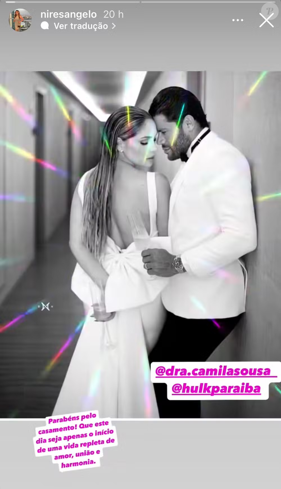 Niris Ângelo publicou fotos do casal com direito a mensagens de apoio: ‘Parabéns pelo casamento! Que este dia seja apenas o início de uma vida repleta de amor’