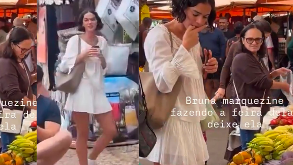 Nem na feira ela é básica! Bruna Marquezine aposta em look boho chic comfy de quase R$ 4 mil em passeio com Shawn Mendes pelo RJ; fotos