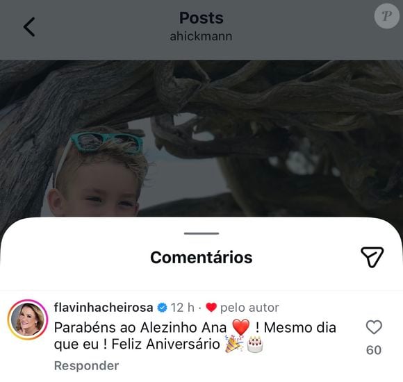 Ana Hickmann curtiu o comentário de Flavinha Cheirosa no Instagram
