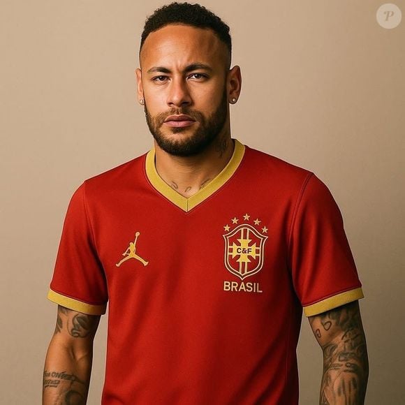Web faz montagem e imagina Neymar vestindo a polêmica camisa vermelha da Seleção