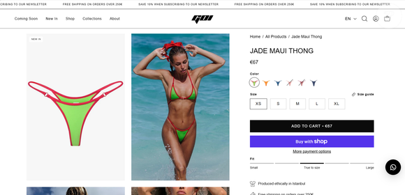Além do top, Virgínia Fonseca usou uma parte de baixo semelhante à Jade Maui Thong, avaliada em € 67, aproximadamente R$ 403,62, segundo o levantamento do Purepeople