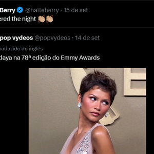 Halle Berry celebrou publicamente a homenagem de Zendaya ao compartilhar uma comparação entre os dois visuais e escrever: 'Minha garota'. Em outra publicação sobre a atriz no Emmy 2026, acrescentou: 'Arrasou com a noite'